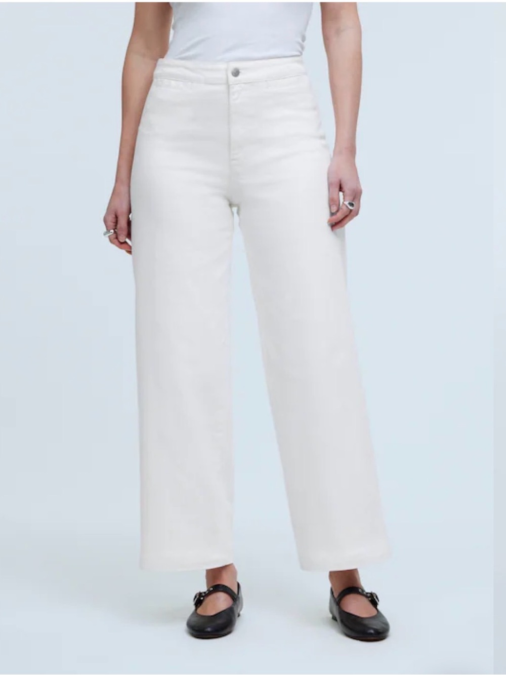 Curvy Emmett Wide-Leg Jean in Tile White: Welt Pocket Edition